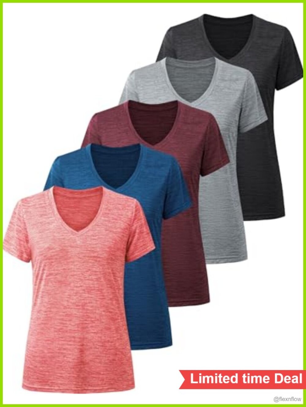 Women's Workout T-Shirts Moisture Wicking Quick Dry Athletic Gym V-Neck Short